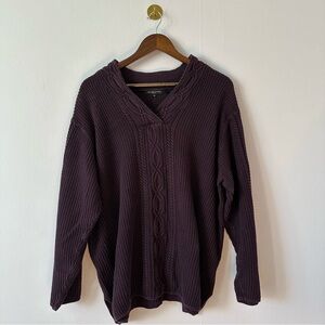 Jean Pierre cotton purple sweater heavy 3X women’s cable knit plum fall winter